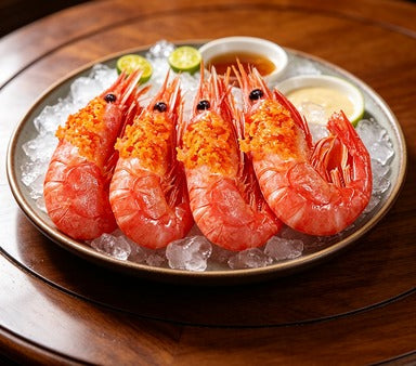 Tiger Prawns on Ice with Garlic, Chilli & Lemon