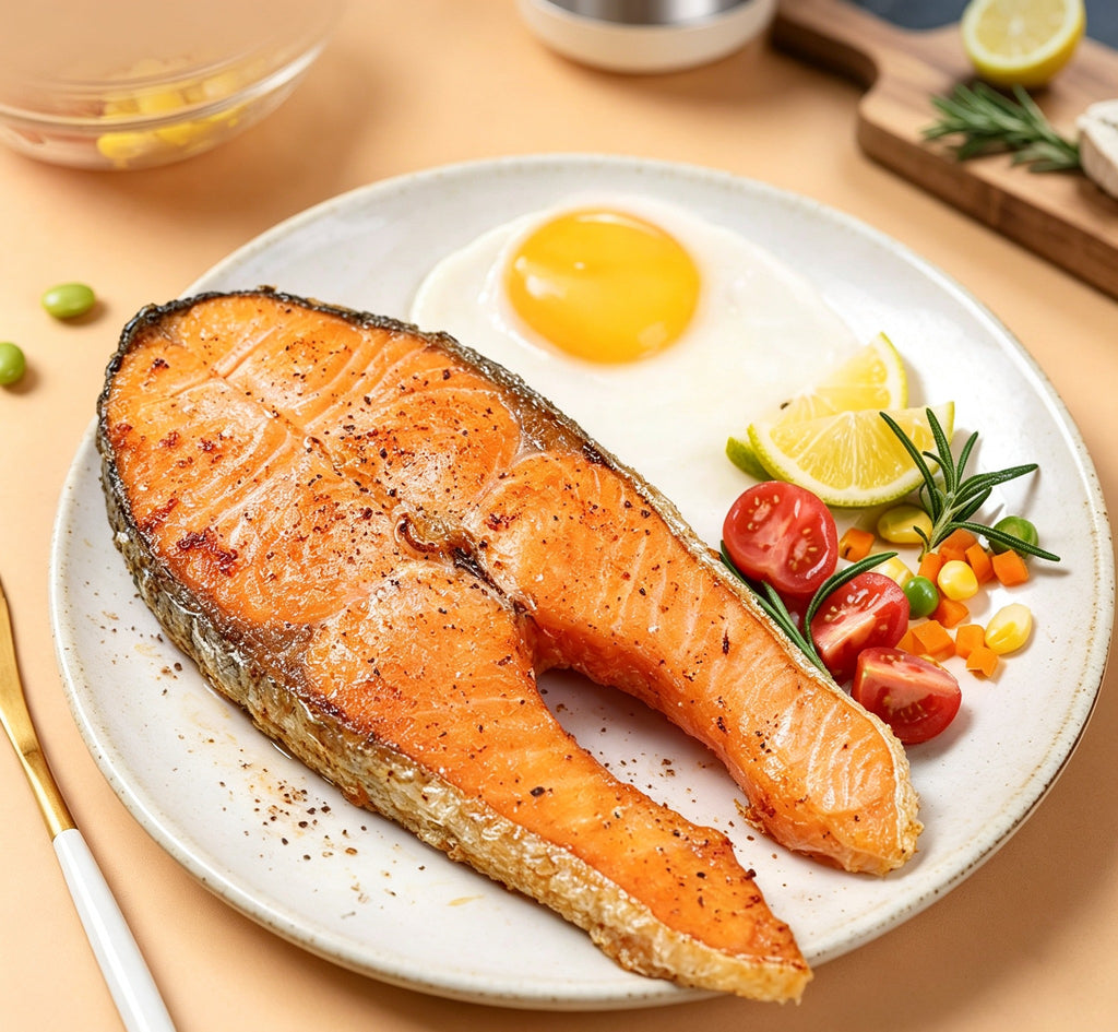Fresh Salmon Steaks, Richly Marbled