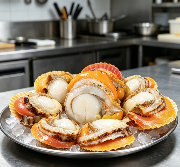 Seared Scallops with Orange Shells