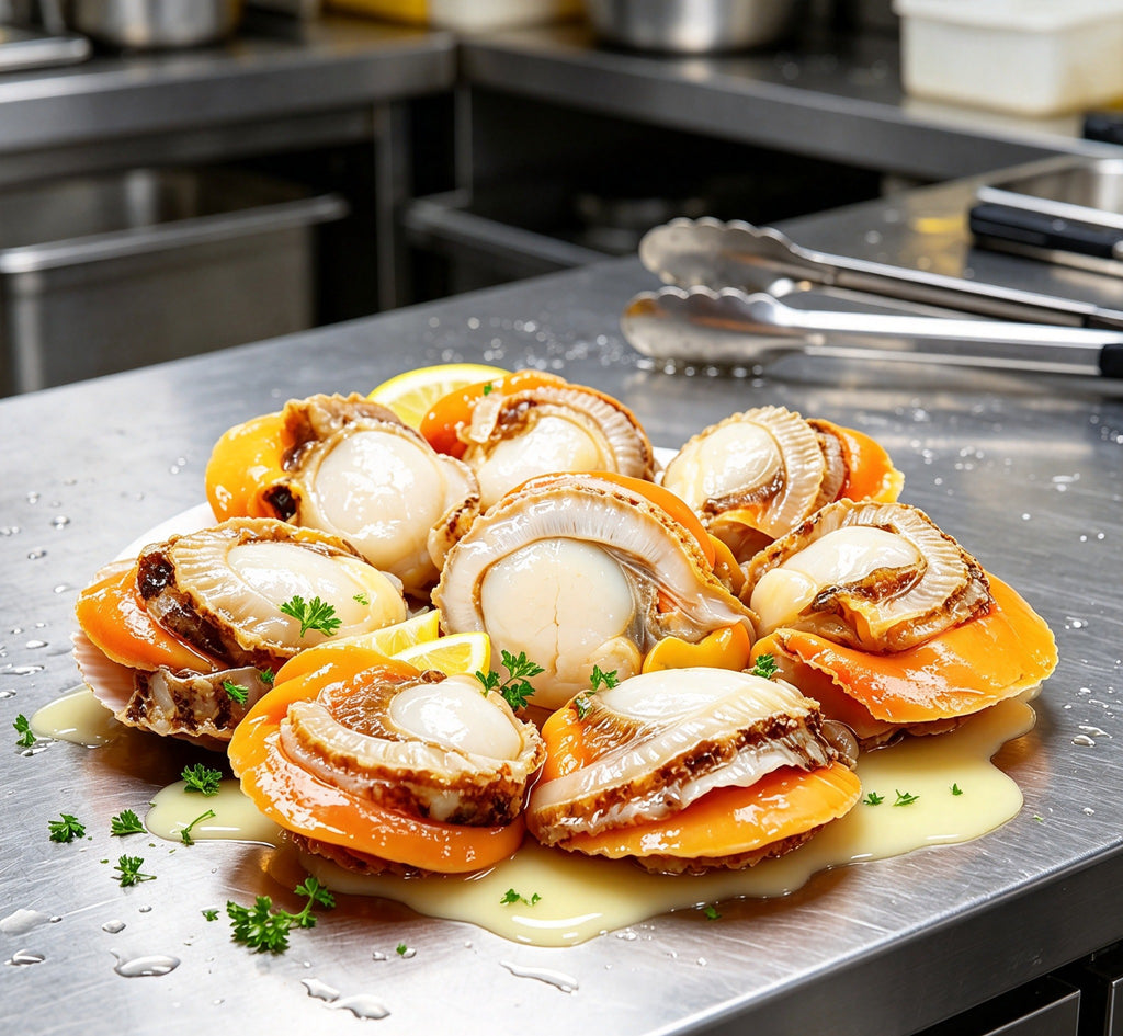 Seared Scallops with Orange Shells